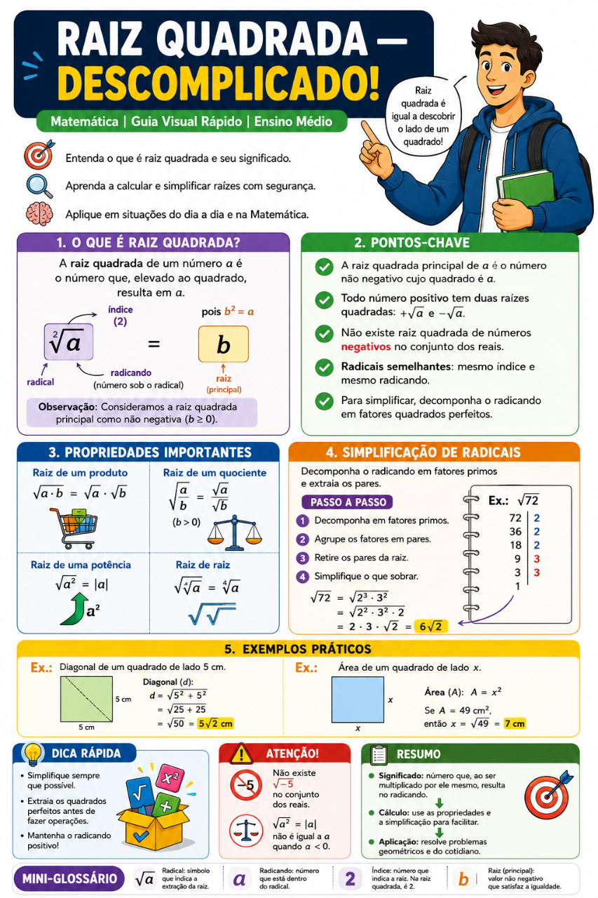 Guia visual sobre Raiz Quadrada