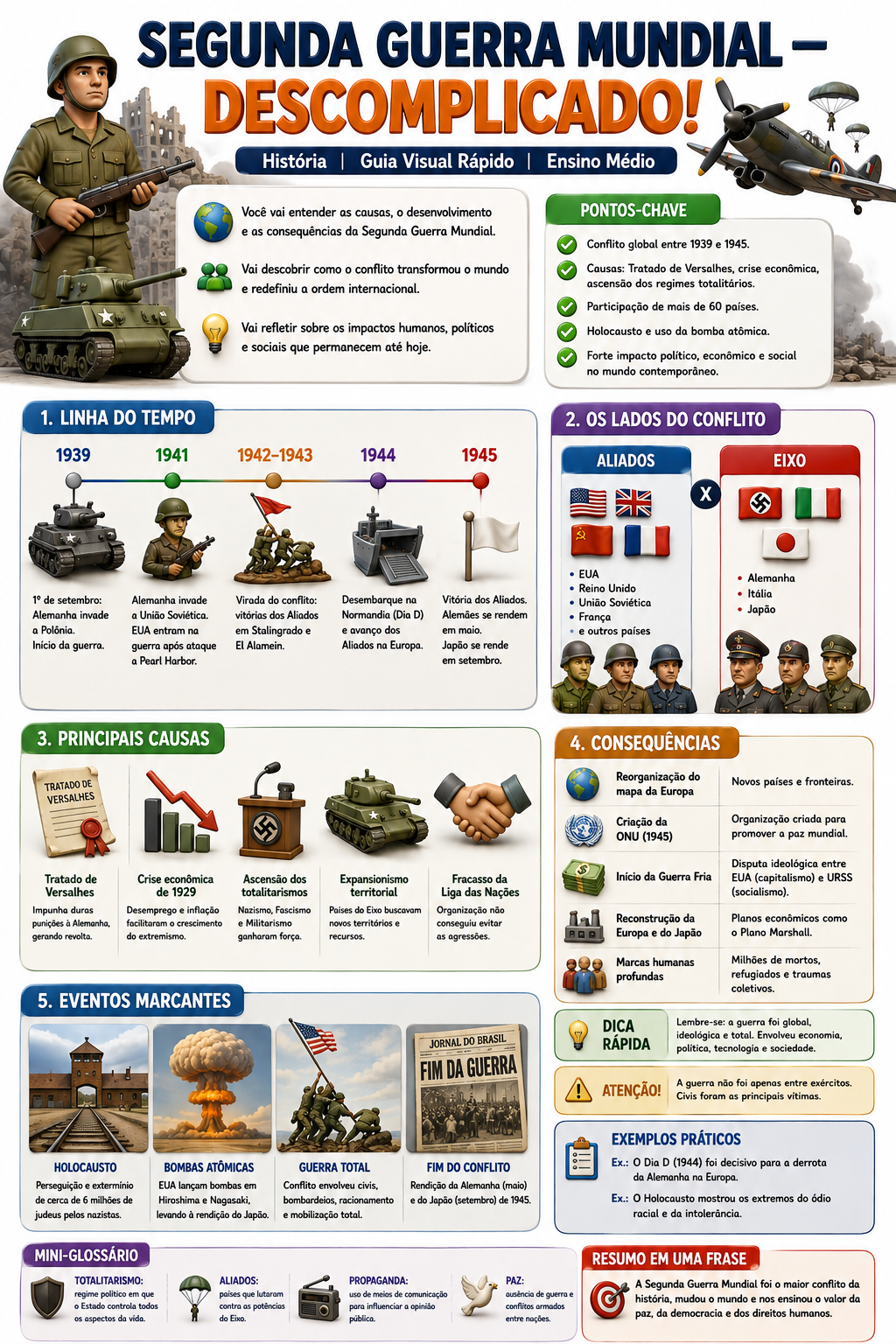 Infográfico sobre a Segunda Guerra Mundial